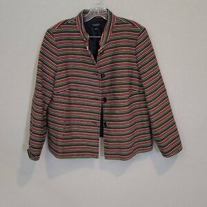 Talbots Womens Rainbow Colorful Striped Blazer Jacket Size 18W Petite